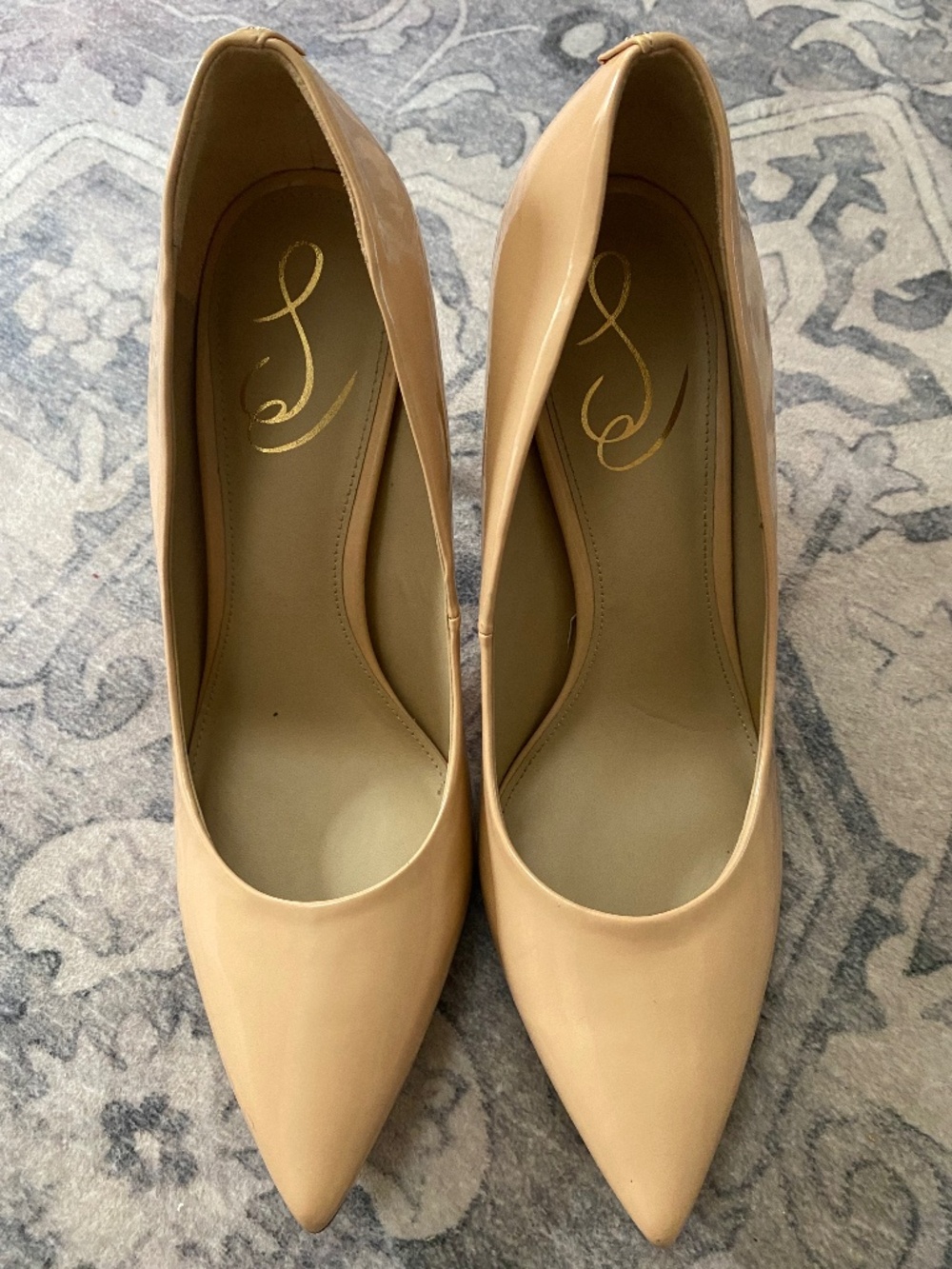 Sam Edelman Nude Blush Patent Pointed-Toe Pumps – Size 9